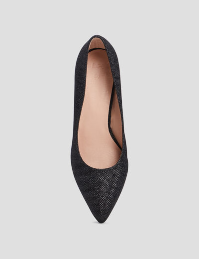 Escarpins &agrave; talons paillet&eacute;s noir femme