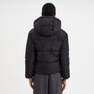 Doudoune courte droite doubl&eacute;e &agrave; capuche noir femme