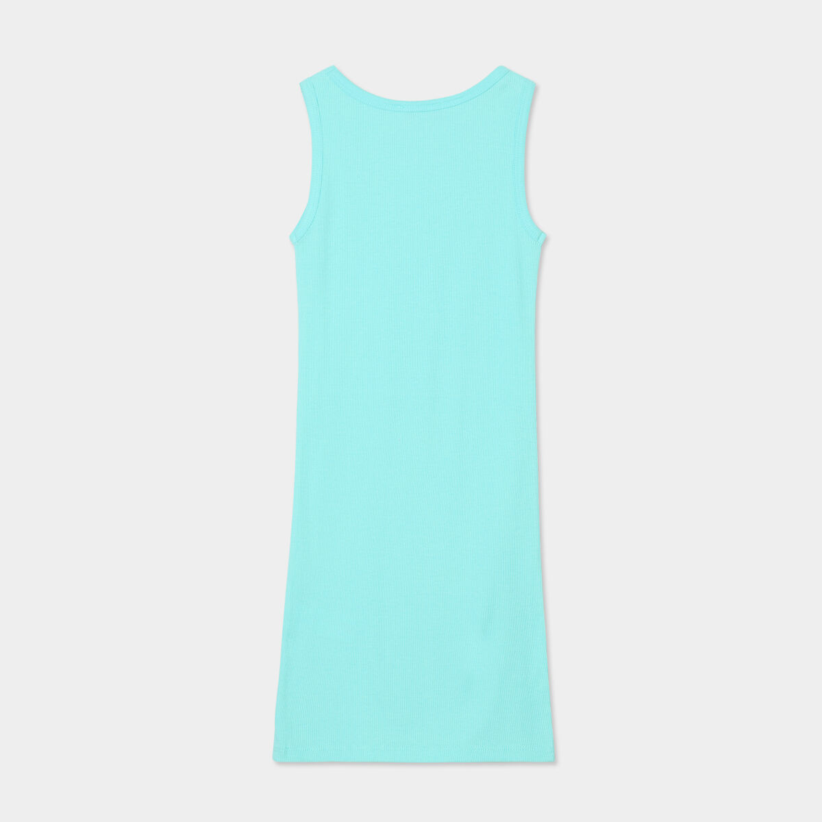 Robe maille côtelée sans manches coton bleu turquoise fille