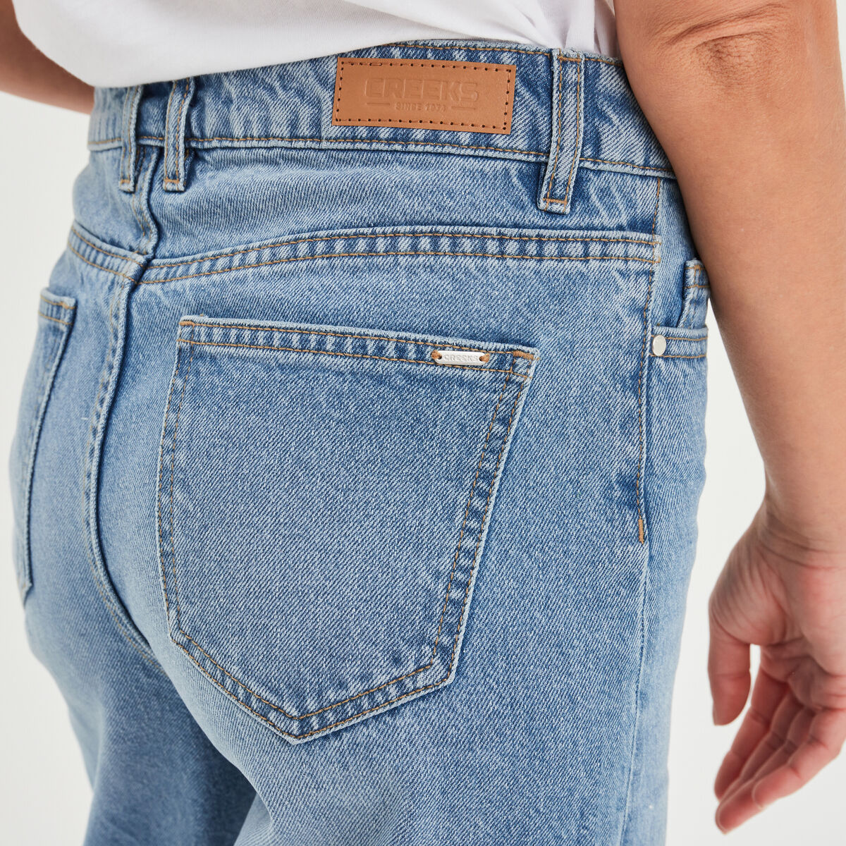 Jeans wide leg taille haute coton denim double stone femme