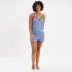 Bas de pyjama short détails dentelle bleu gris femme