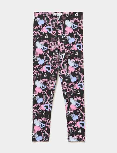 Legging taille &eacute;lastiqu&eacute;e coton noir fille