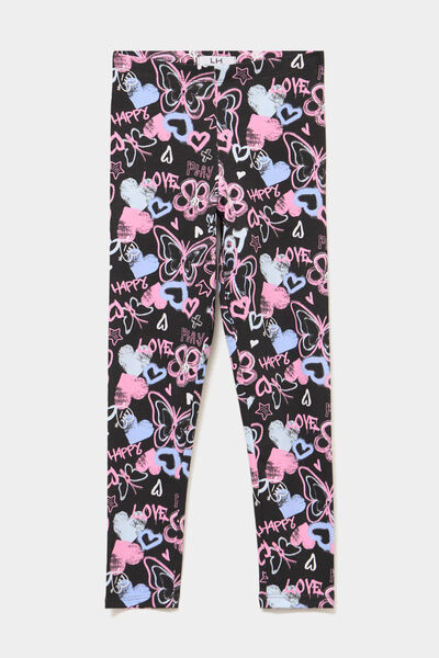 Legging taille &eacute;lastiqu&eacute;e coton noir fille