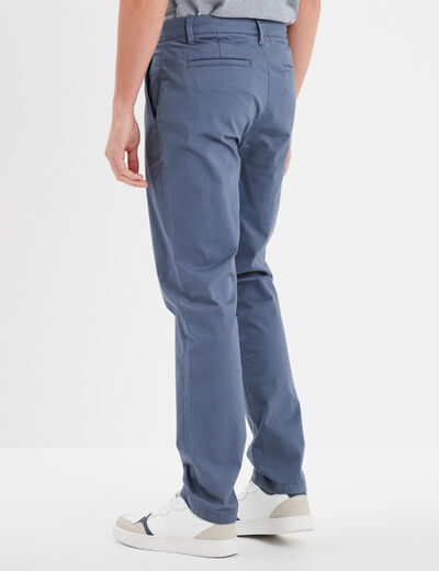 Pantalon chino droit stretch retroussé bleu gris homme