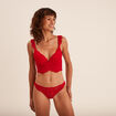 Tanga en dentelle rouge femme