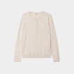 Gilet manches longues boutonné col rond sable femme