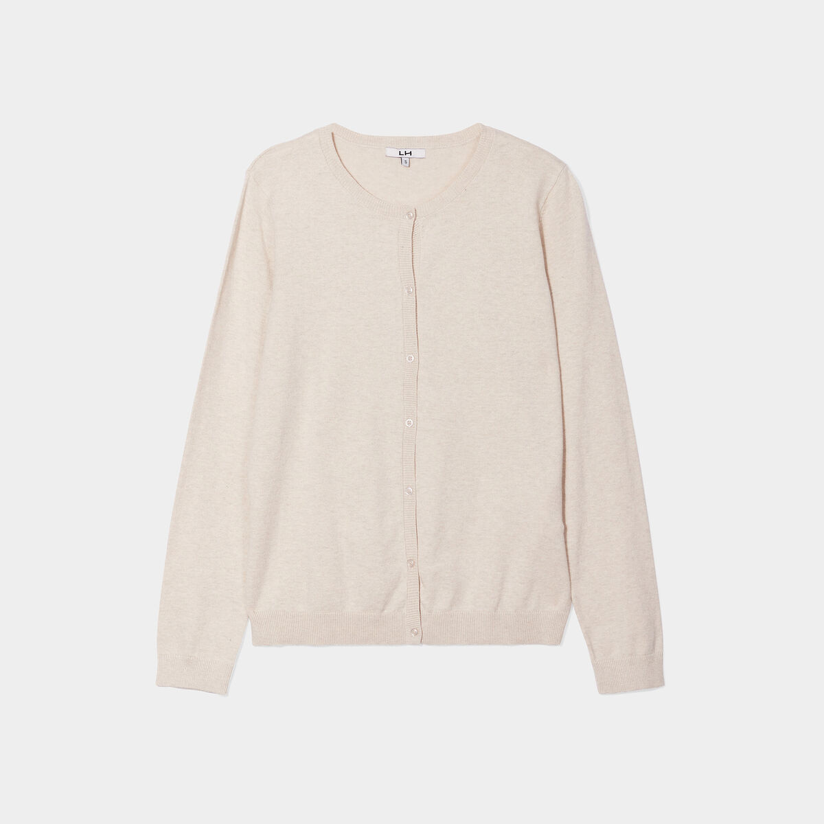 Gilet manches longues boutonné col rond sable femme