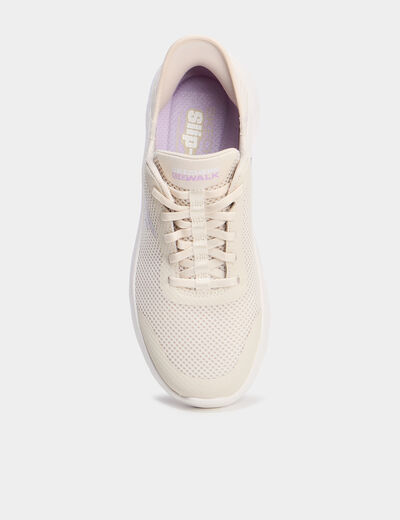 Baskets running lacets élastiqués sable femme