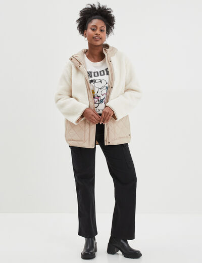 Pantalon cargo droit noir femme