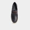 Chaussures bateau en cuir bleu marine homme