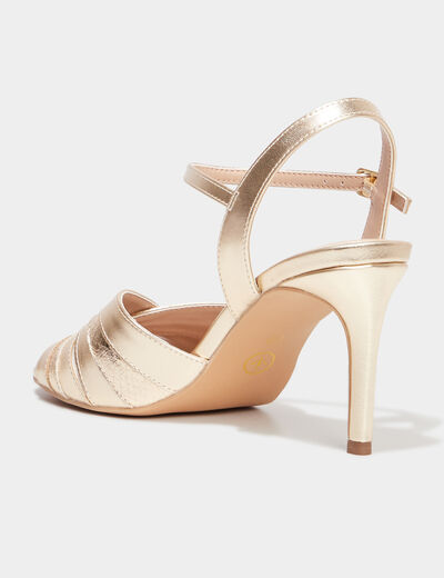 Sandales &agrave; talons m&eacute;tallis&eacute;es jaune or femme