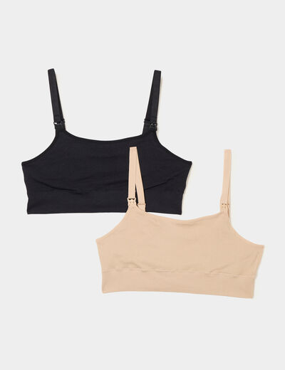 Lot 2 brassi&egrave;res d'allaitement noir femme
