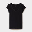T-shirt col V ajust&eacute; manches courtes noir femme