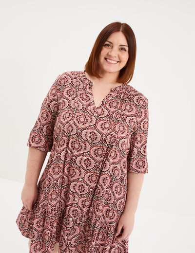 Robe fluide boutonn&eacute;e marron chocolat femme grande taille