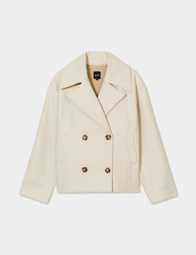 Blouson court boutonné beige femme