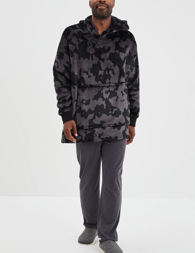 Sweat de pyjama oversize effet velours noir homme