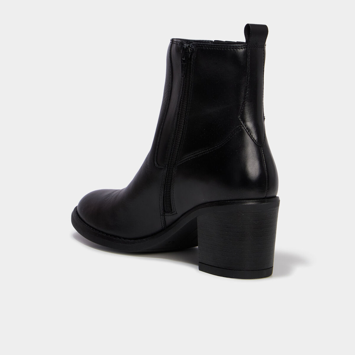 Boots en cuir &agrave; talons noir femme