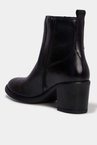 Boots en cuir &agrave; talons noir femme