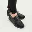 Baskets zippées en cuir pied large noir femme