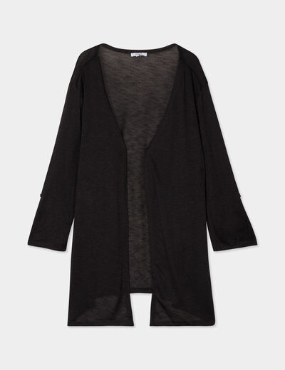 Gilet long manches longues noir femme grande taille