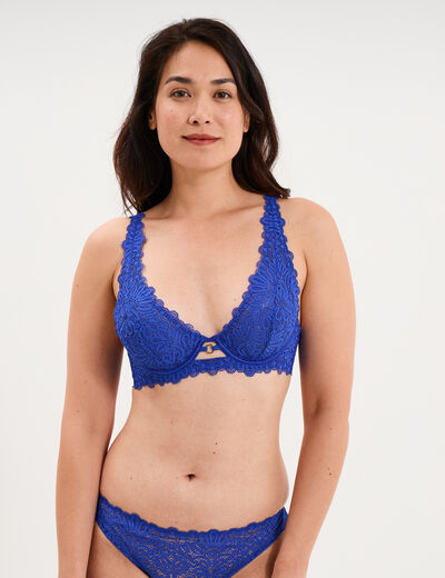Soutien-gorge foulard dentelle bleu electrique femme
