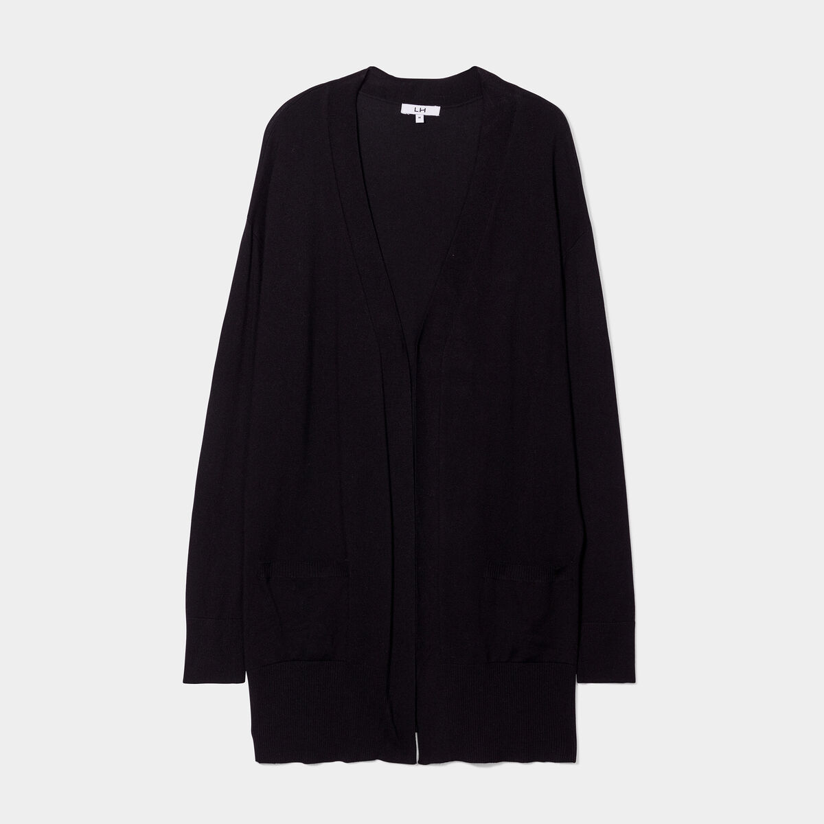 Gilet mi-long manches longues noir femme