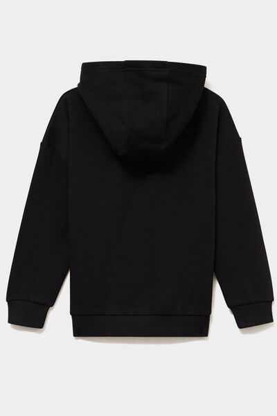 Sweat hoodie doubl&eacute; &agrave; capuche oversize noir gar&ccedil;on