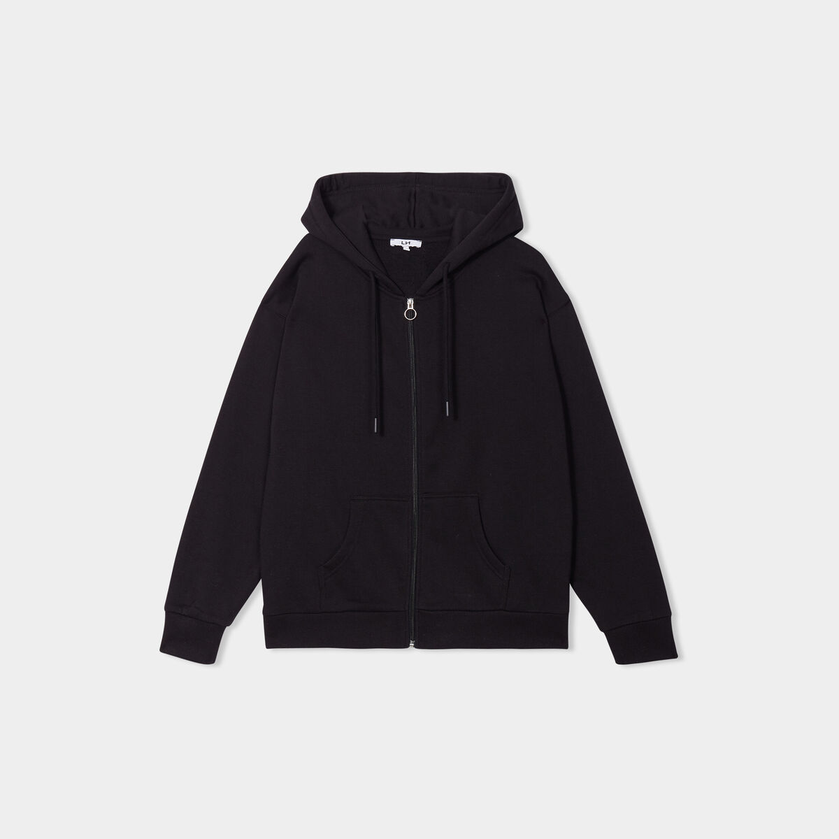 Sweat zippé à capuche molleton noir femme