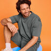 T-shirt col rond droit relax fit vert kaki homme