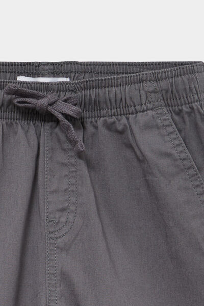 Bermuda short loose &eacute;lastiqu&eacute; coton gris fonc&eacute; gar&ccedil;on