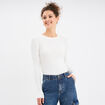 Pull c&ocirc;tel&eacute; manches longues Creeks blanc femme