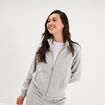 Sweat zipp&eacute; molleton col montant gris clair femme