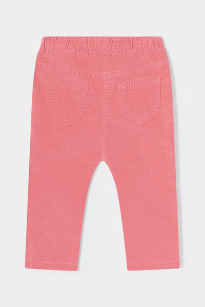 Pantalon velours côtelé coton vieux rose bébé fille