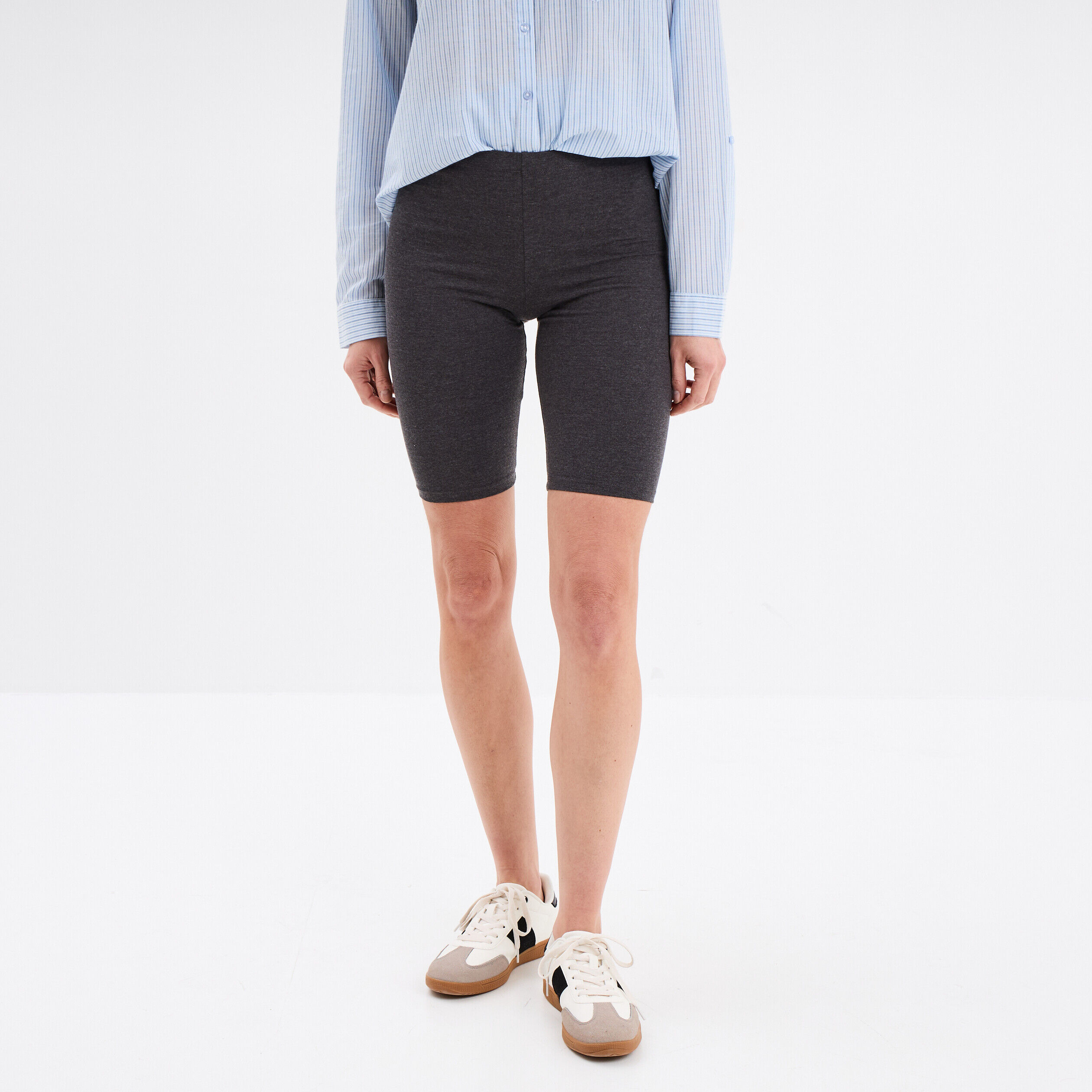 Legging court cycliste ajusté gris foncé femme LH