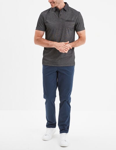Polo droit manches courtes 1 poche buste gris foncé homme