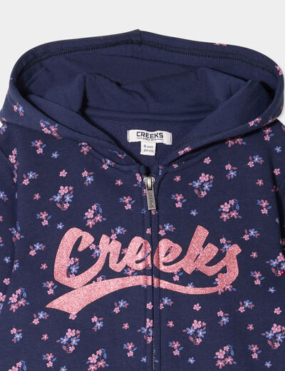 Sweat zippé à capuche Creeks bleu marine fille
