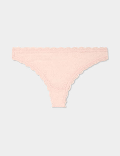 Tanga en dentelle rose clair femme