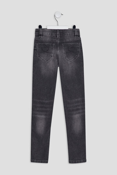 Jeans skinny effet délavé denim gris fille