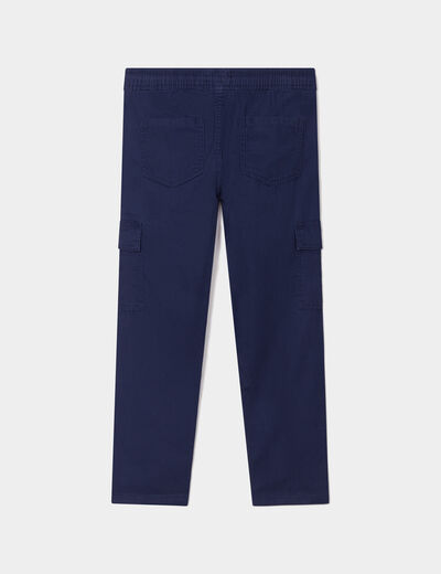 Pantalon cargo taille élastiquée bleu marine garçon