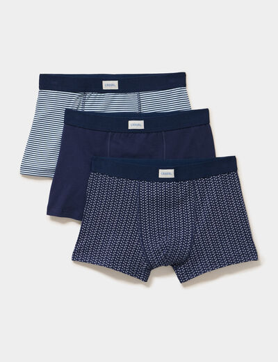 Lot 3 boxers coton stretch bleu marine homme