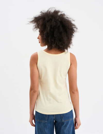 Débardeur bretelles larges coton jaune clair femme