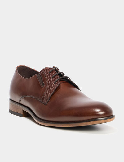 Derbies à lacets en cuir marron homme