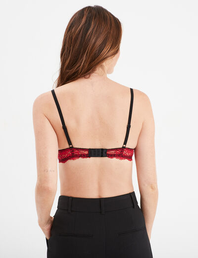 Soutien-gorge corbeille micro dentelle rouge femme