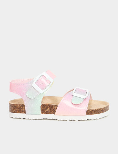 Sandales avec boucles plates multicolore fille