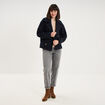 Manteau court double boutonnage bleu marine femme