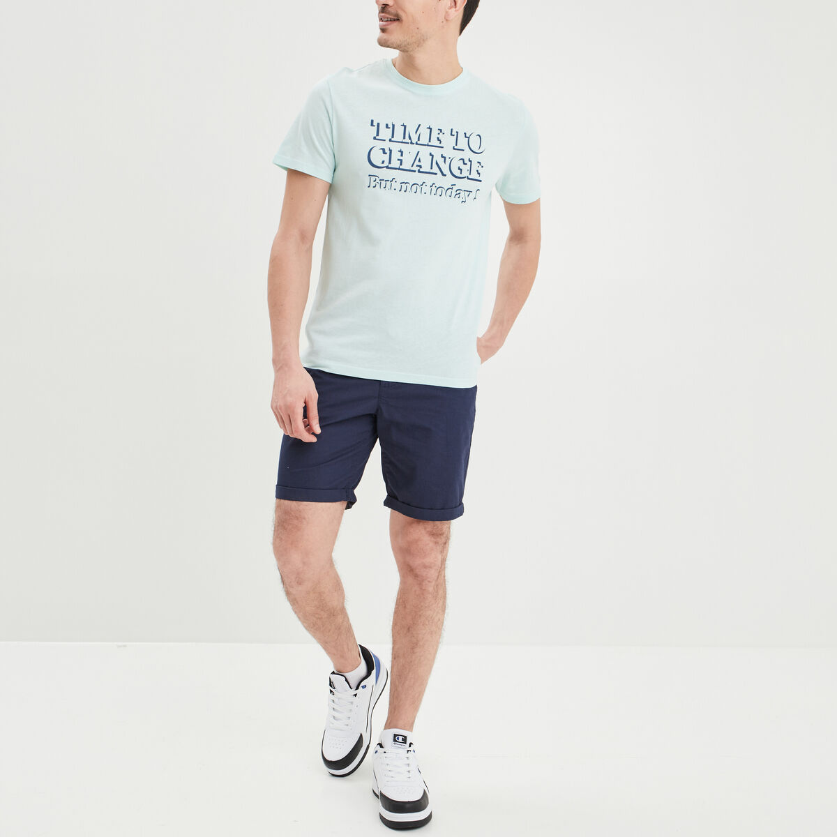 Bermuda chino regular bleu marine homme