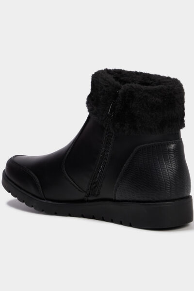 Boots zipp&eacute;es doublure fausse fourrure noir femme