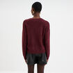 Pull col rond paillettes fils m&eacute;tallis&eacute;s bordeaux femme