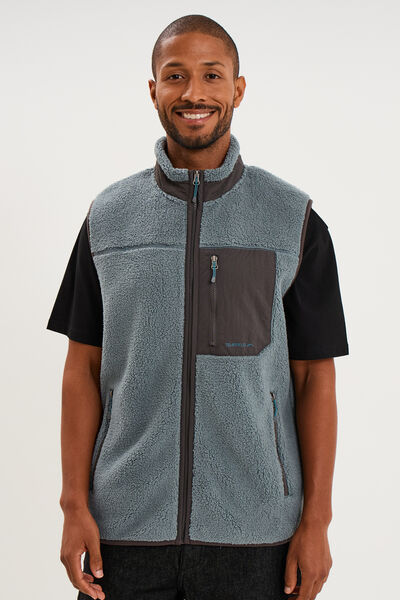 Gilet effet polaire sans manches bleu gris homme