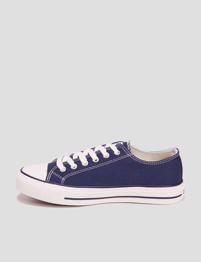 Tennis en toile &agrave; lacets bleu marine femme